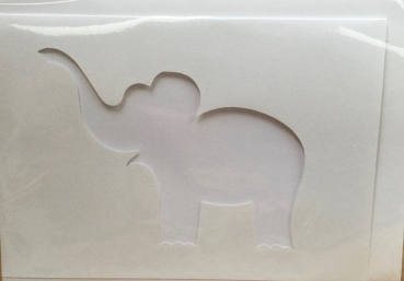 Karte mit Ausschnitt Elefant, weiss